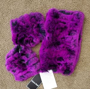 Knitted Rex Rabbit Fur Accessories Set